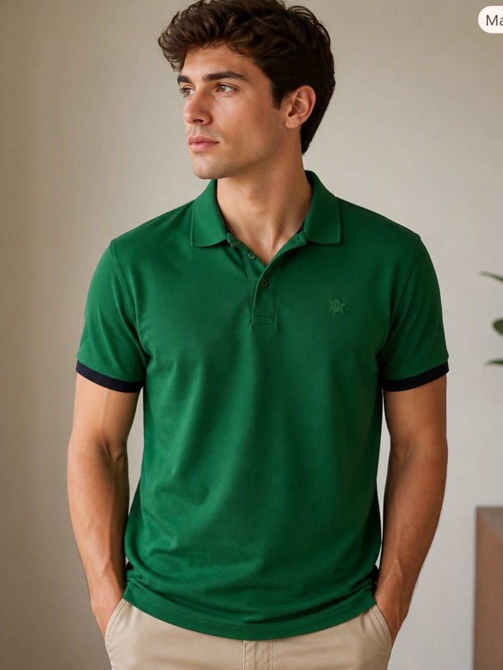 Vilebrequin Forest Green Polo with Black Sleeve Trim